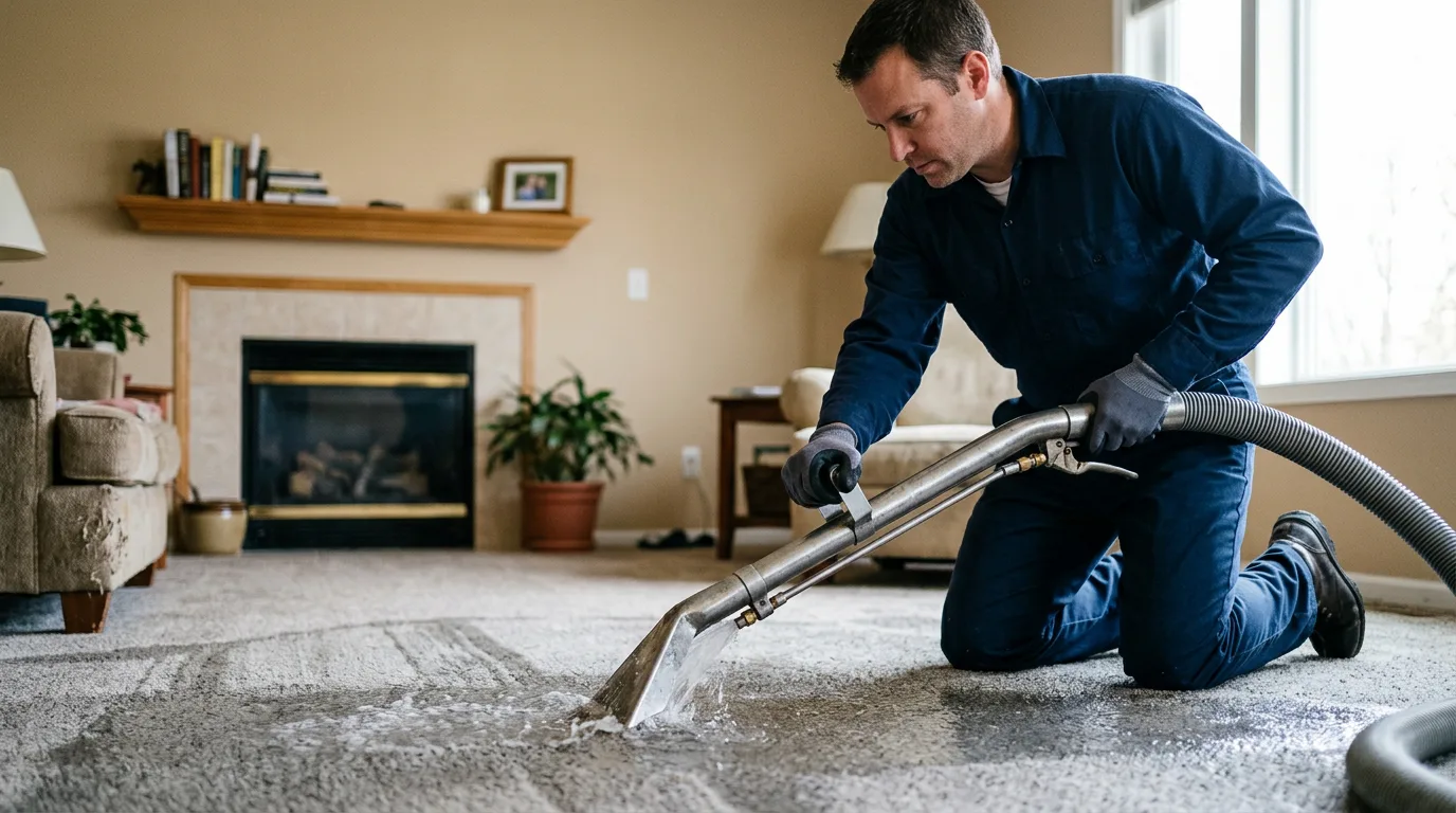 Water damage restoration technician working near Mercedes, TX